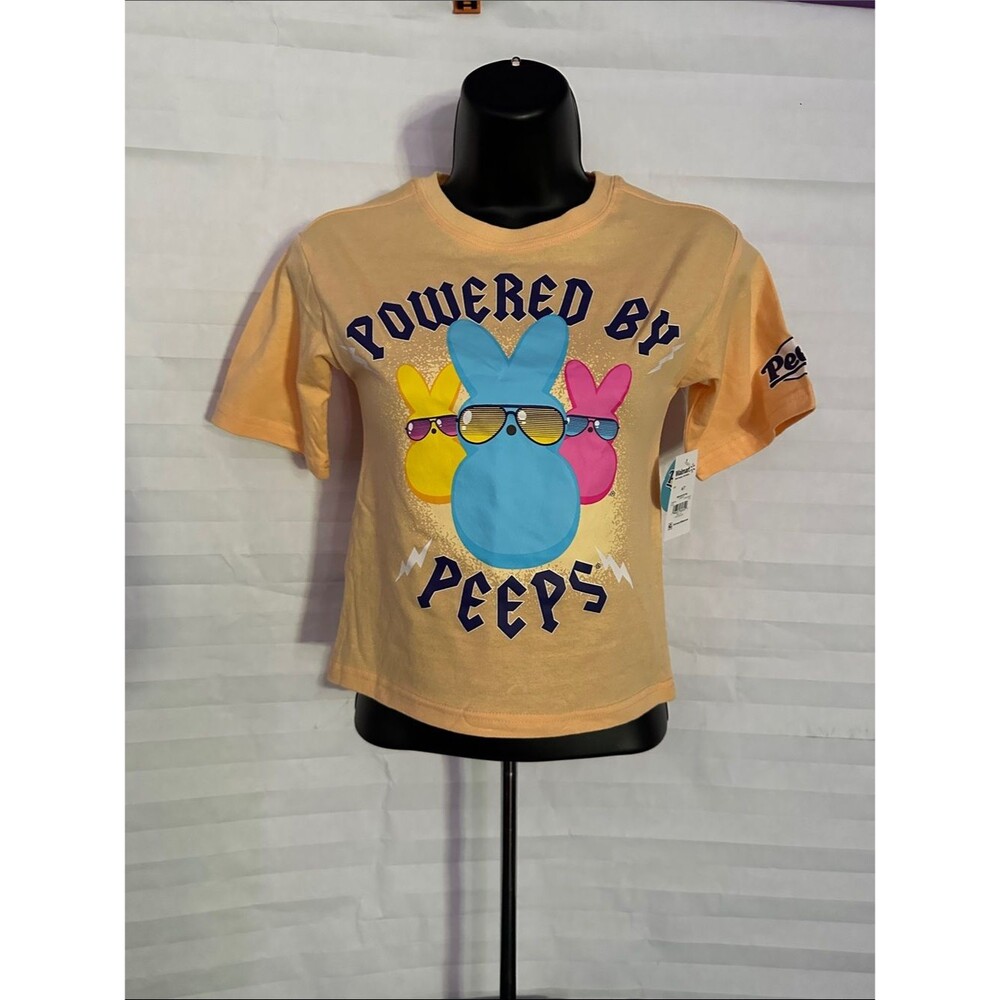Peeps Bunny Peach Tee Girls Youth Size 6/7